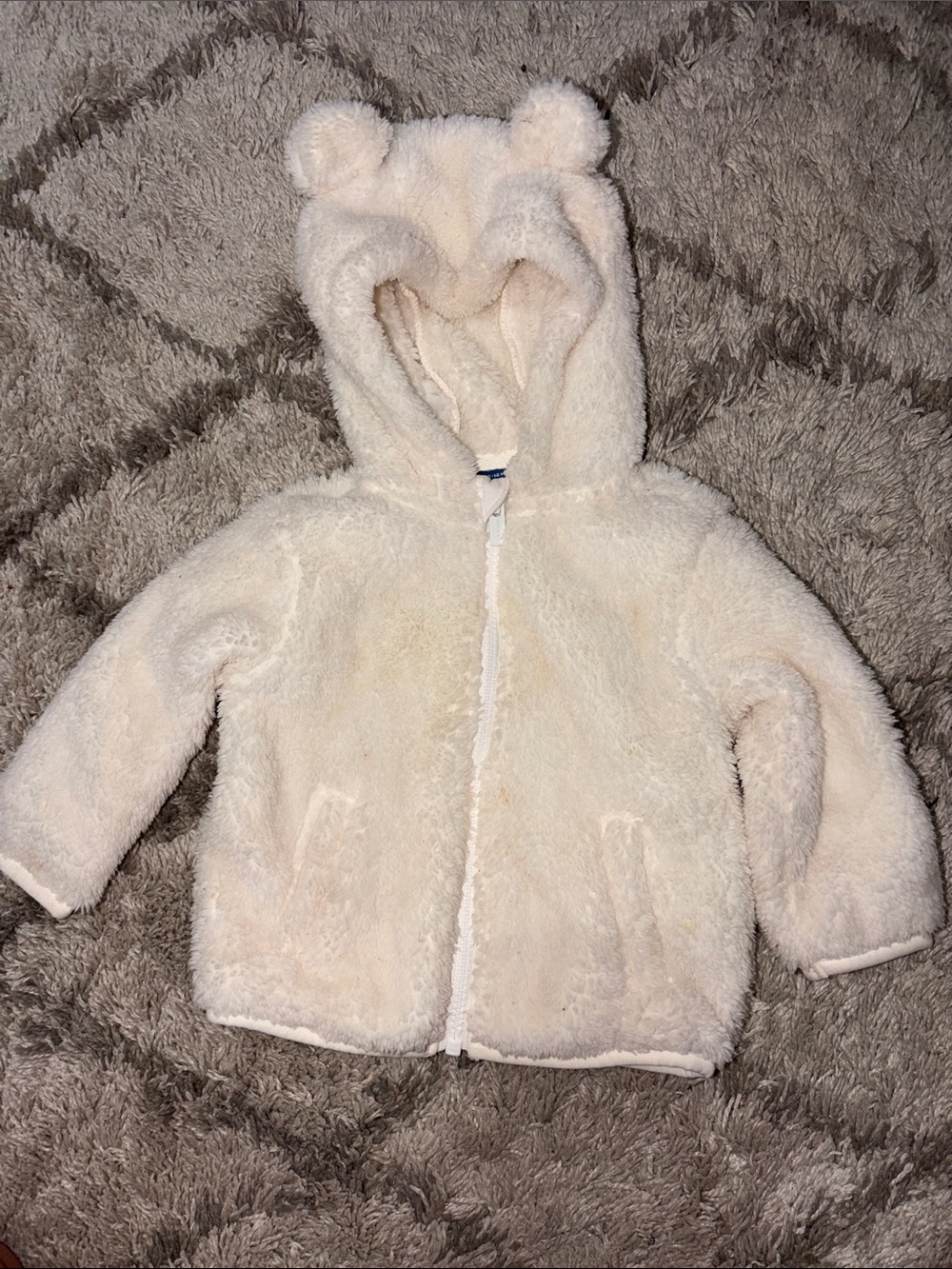 Old Navy Cream Teddy Hooded Puffer Jacket with Ears